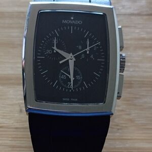 Movado Black and Silver Chronograph Watch